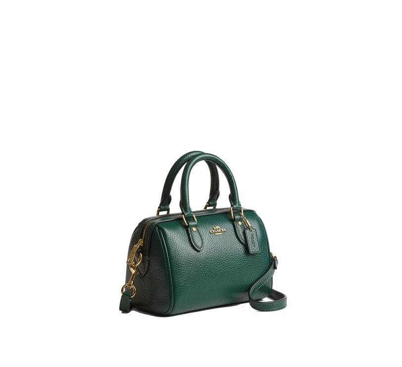 Coach Women's Mini Rowan Crossbody Bag Gold/Emerald