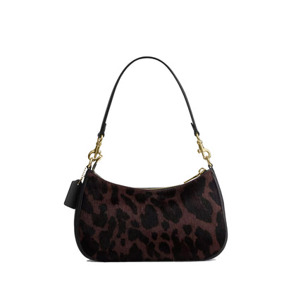 Coach Women's Teri Shoulder Bag In Haircalf With Leopard Print Gold/Dark Leopard