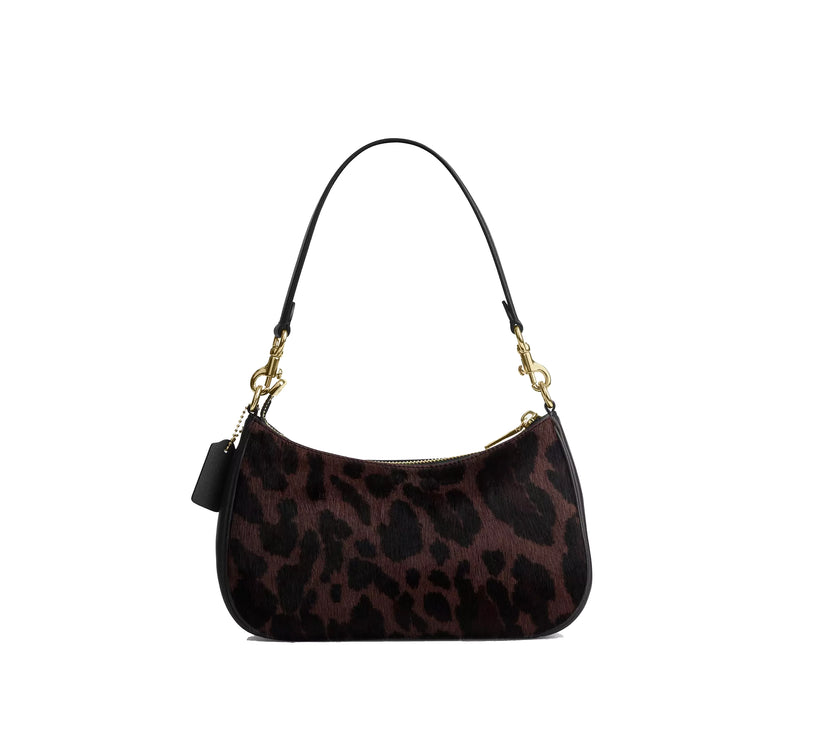 Coach Women's Teri Shoulder Bag In Haircalf With Leopard Print Gold/Dark Leopard