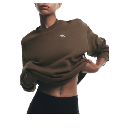 alo Women's Accolade Crew Neck Pullover Java Brown