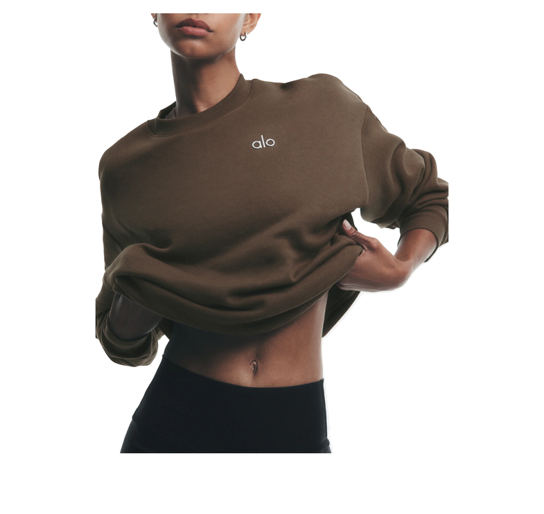 alo Women's Accolade Crew Neck Pullover Java Brown