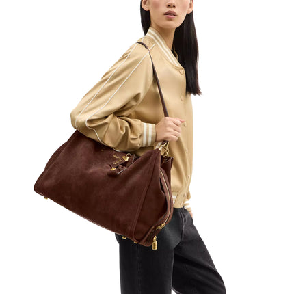 Coach Women's Rogue Bag 40 Suede/Brass/Dark Chocolate