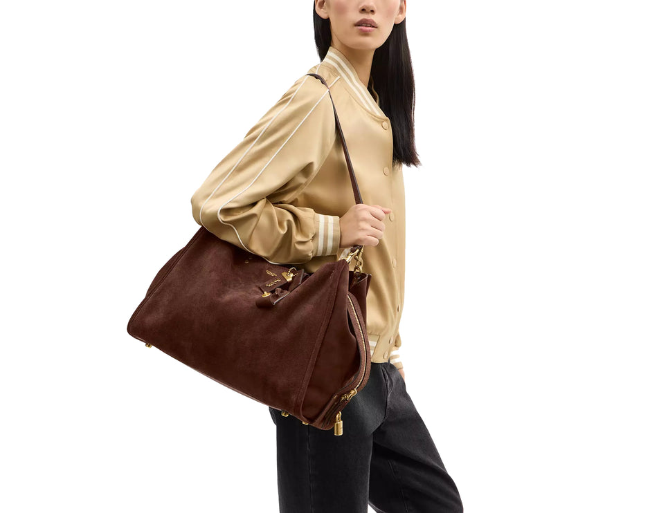 Coach Women's Rogue Bag 40 Suede/Brass/Dark Chocolate