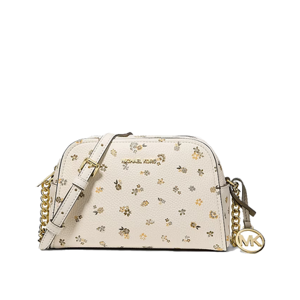 Michael Kors Women's Ashton Extra-Small Floral Printed Camera Crossbody Bag Light Cream/Gold