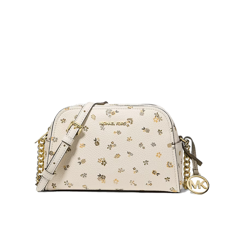 Michael Kors Women's Ashton Extra-Small Floral Printed Camera Crossbody Bag Light Cream/Gold
