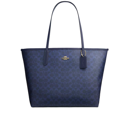 Coach Women's City Tote Bag In Signature Canvas Gold/Navy