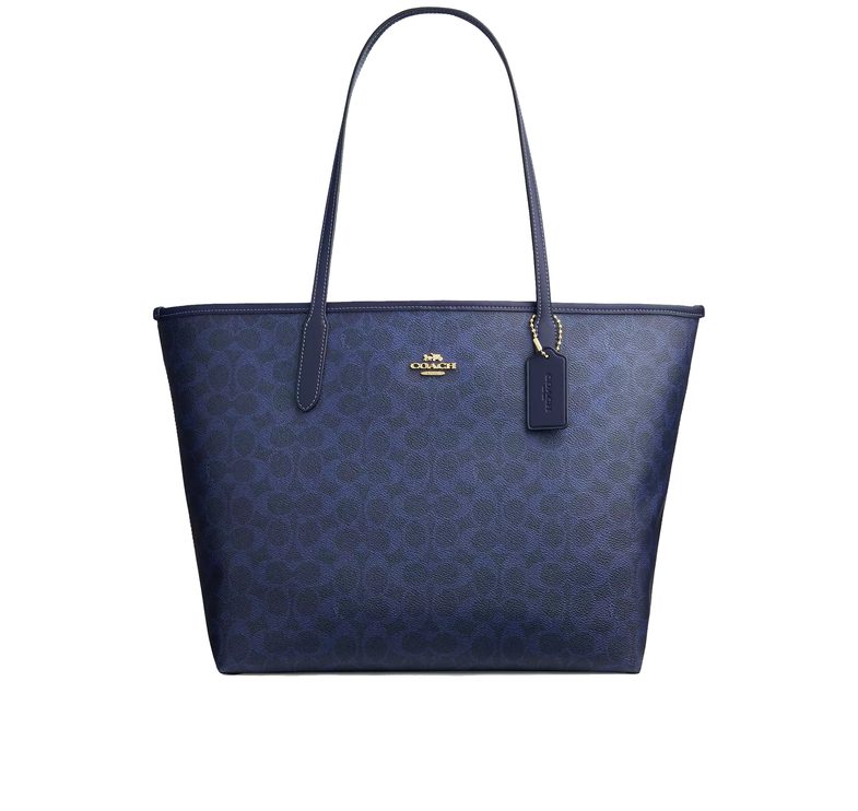 Coach Women's City Tote Bag In Signature Canvas Gold/Navy