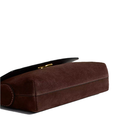 Coach Women's Chelsea Shoulder Bag 26 Suede/Brass/Dark Chocolate