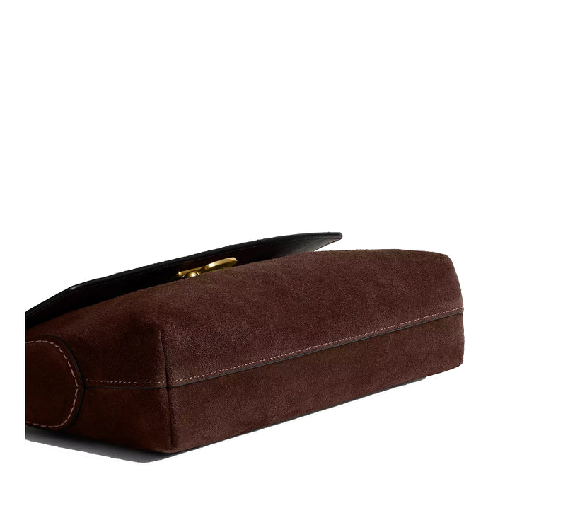 Coach Women's Chelsea Shoulder Bag 26 Suede/Brass/Dark Chocolate