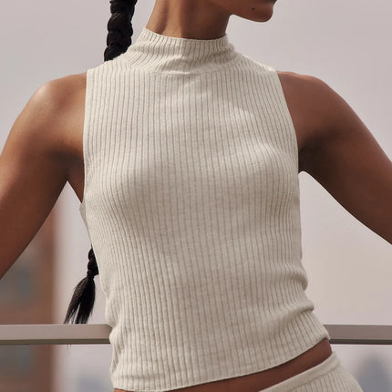 alo Women's Sweater Knit Unwind Sleeveless Top Oatmeal Heather