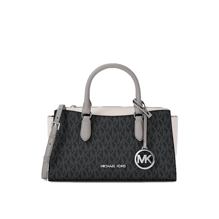 Michael Kors Women's Arden Small Color-Block Signature Logo Messenger Bag Black Combo