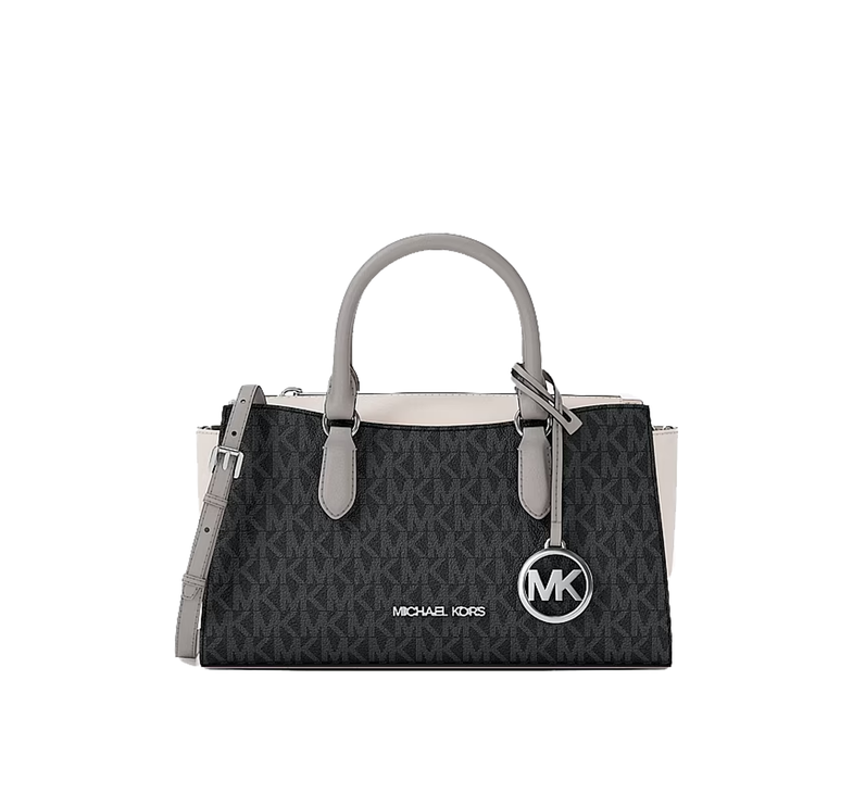 Michael Kors Women's Arden Small Color-Block Signature Logo Messenger Bag Black Combo