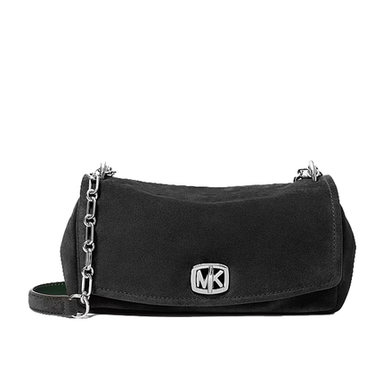 Michael Kors Women's Bryant Small Suede Convertible Shoulder Bag Black/Silver