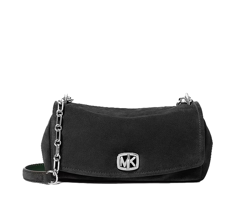 Michael Kors Women's Bryant Small Suede Convertible Shoulder Bag Black/Silver