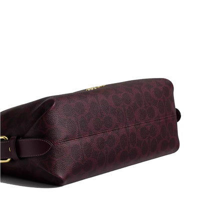 Coach Women's Laurel Shoulder Bag With Buckles In Signature Canvas Gold/Black Currant