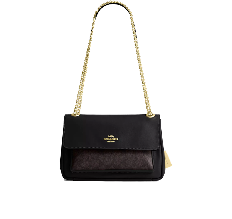 Coach Women's Elodie Crossbody Bag 24 In Signature Canvas Gold/Walnut/Black