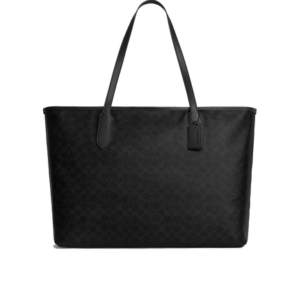 Coach Women's City Tote Bag 47 In Signature Cotton Matte Black/Black