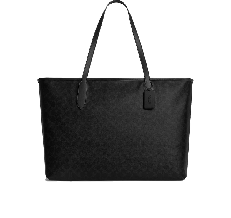 Coach Women's City Tote Bag 47 In Signature Cotton Matte Black/Black