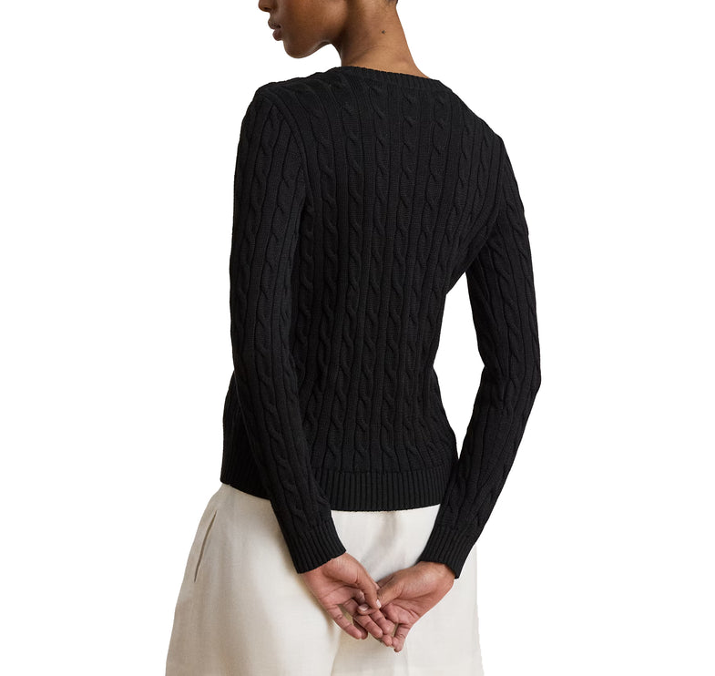 Polo Ralph Lauren Women's Button-Trim Cable-Knit Sweater Black