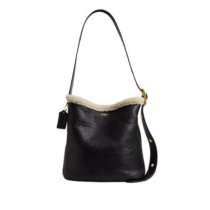Coach Women's Bleecker Bucket Bag In Shearling Brass/Black Natural