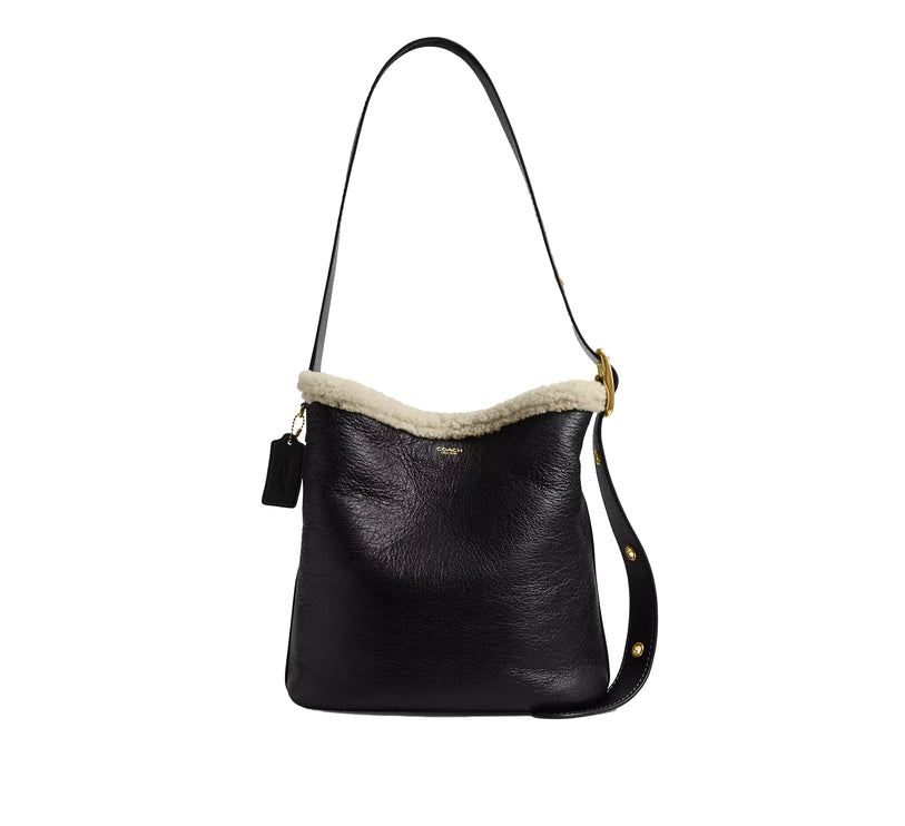 Coach Women's Bleecker Bucket Bag In Shearling Brass/Black Natural