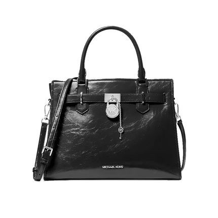 Michael Kors Women's Landon Medium Satchel Bag Black/Silver
