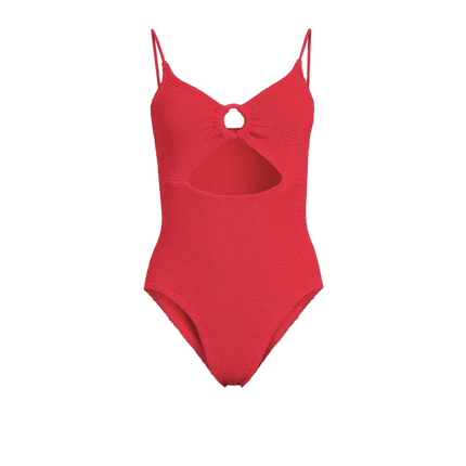 HUNZA G Women's Crystal Cut-Out One-Piece Swimsuit Red