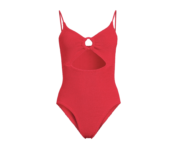 HUNZA G Women's Crystal Cut-Out One-Piece Swimsuit Red