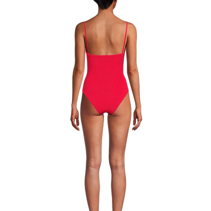 HUNZA G Women's Crystal Cut-Out One-Piece Swimsuit Red