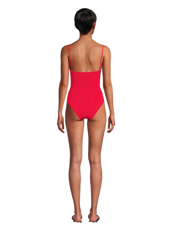 HUNZA G Women's Crystal Cut-Out One-Piece Swimsuit Red
