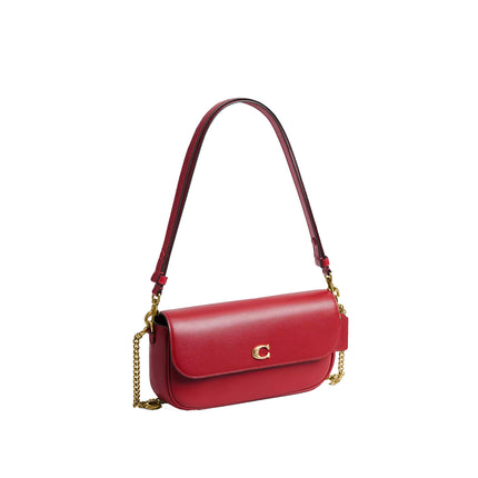 Coach Women's Brook Flap Chain Bag With Charm Chain Strap Brass/Poppy