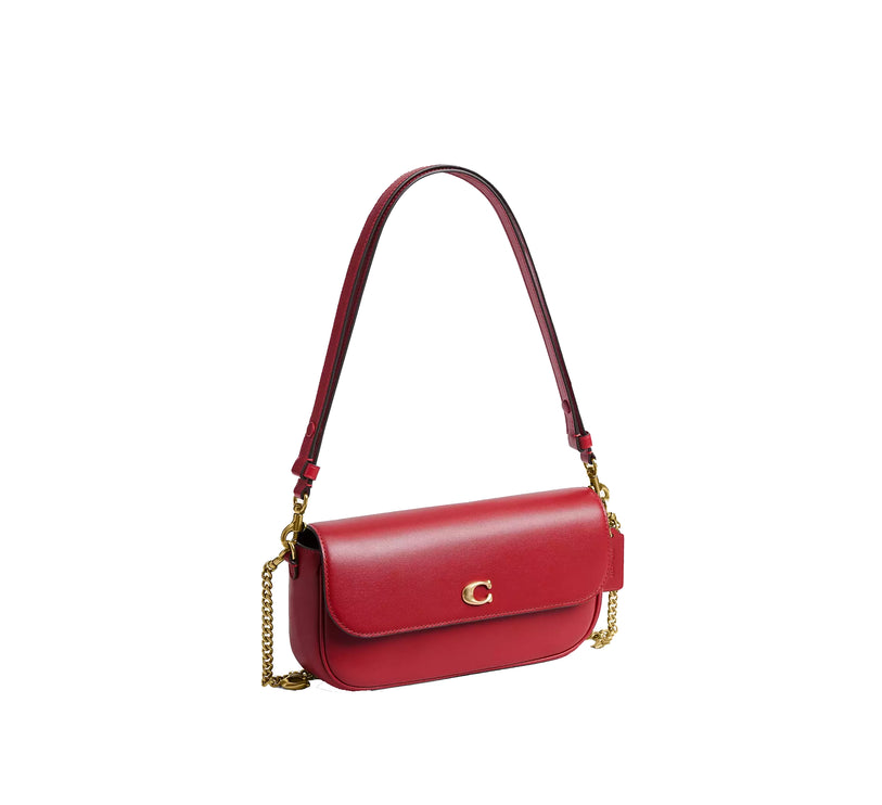Coach Women's Brook Flap Chain Bag With Charm Chain Strap Brass/Poppy