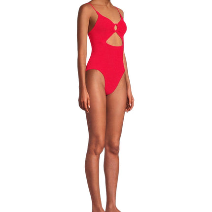 HUNZA G Women's Crystal Cut-Out One-Piece Swimsuit Red