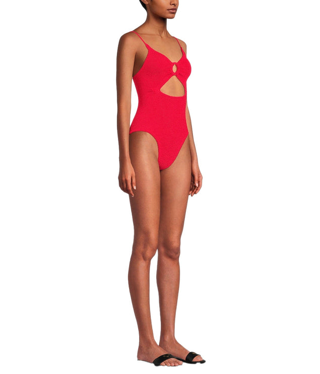 HUNZA G Women's Crystal Cut-Out One-Piece Swimsuit Red