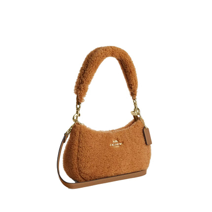 Coach Women's Teri Shoulder Bag In Shearling Gold/Natural