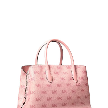 Michael Kors Women's Maya Medium Metallic Signature Logo Satchel Bag Sunset Rose