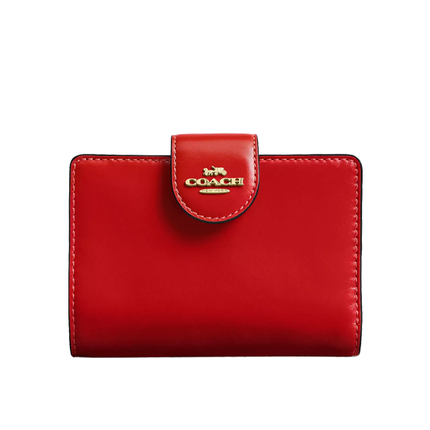 Coach Women's Medium Corner Zip Wallet Gold/Candy Apple