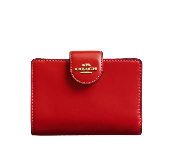 Coach Women's Medium Corner Zip Wallet Gold/Candy Apple
