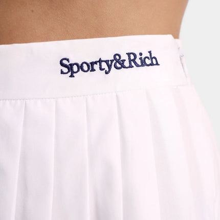 Sporty & Rich Women's Serif Logo Anae Skirt White/Dark Navy