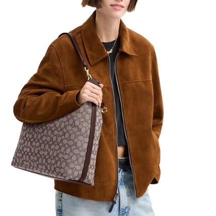 Coach Women's Juliet Shoulder Bag 38 In Signature Jacquard Brass/Oak Maple