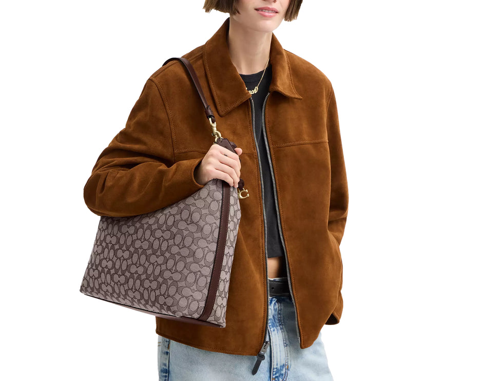 Coach Women's Juliet Shoulder Bag 38 In Signature Jacquard Brass/Oak Maple