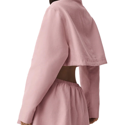 alo Women's Cropped Fan Favorite Full Zip Jacket Vintage Pink