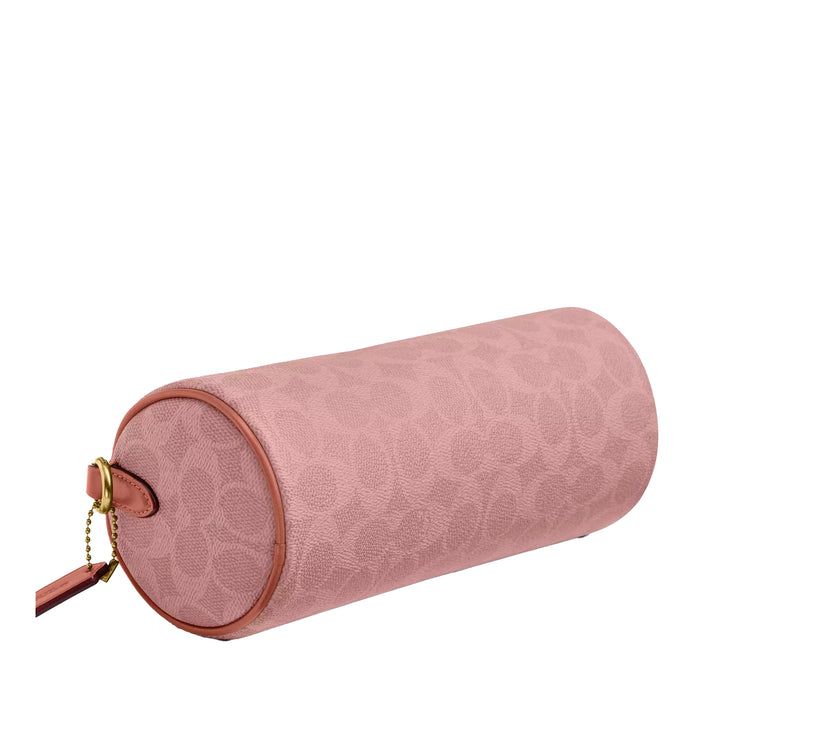Coach Women's Barrel Bag In Signature Canvas Brass/Melon Pink