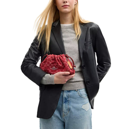 Coach Women's Faye Shoulder Bag In Signature Denim Silver/True Red