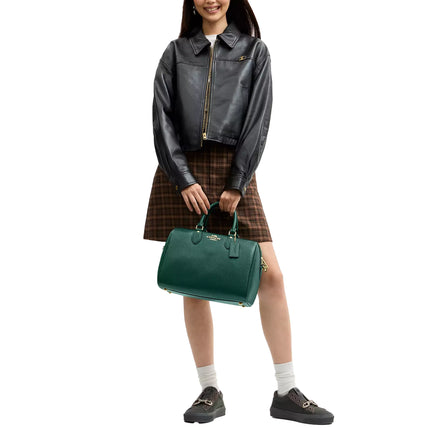 Coach Women's Rowan Large Satchel Bag Gold/Emerald