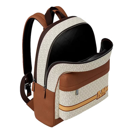 Michael Kors Unisex Pacey Embellished Striped Signature Logo Backpack Vanilla Combo