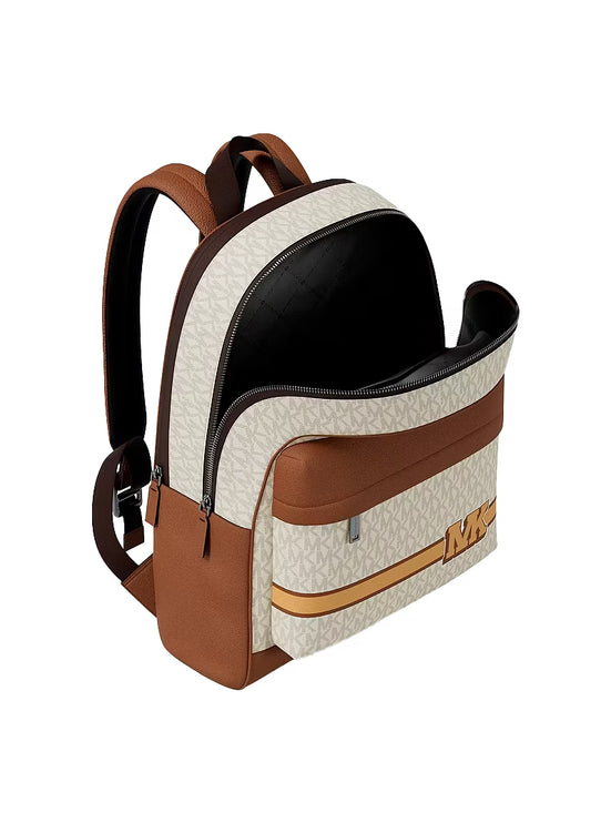 Michael Kors Unisex Pacey Embellished Striped Signature Logo Backpack Vanilla Combo