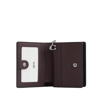 Coach Women's Snap Wallet Crinkle Leather/Silver/Black