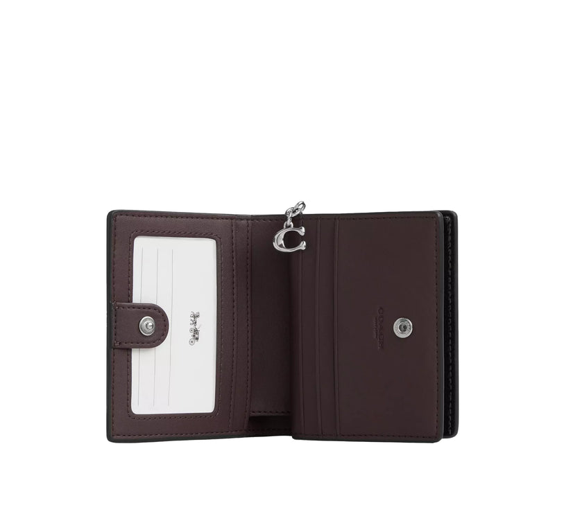 Coach Women's Snap Wallet Crinkle Leather/Silver/Black