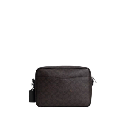Coach Unisex Colton Crossbody Bag 25 In Signature Canvas With Patches Silver/Walnut/Black